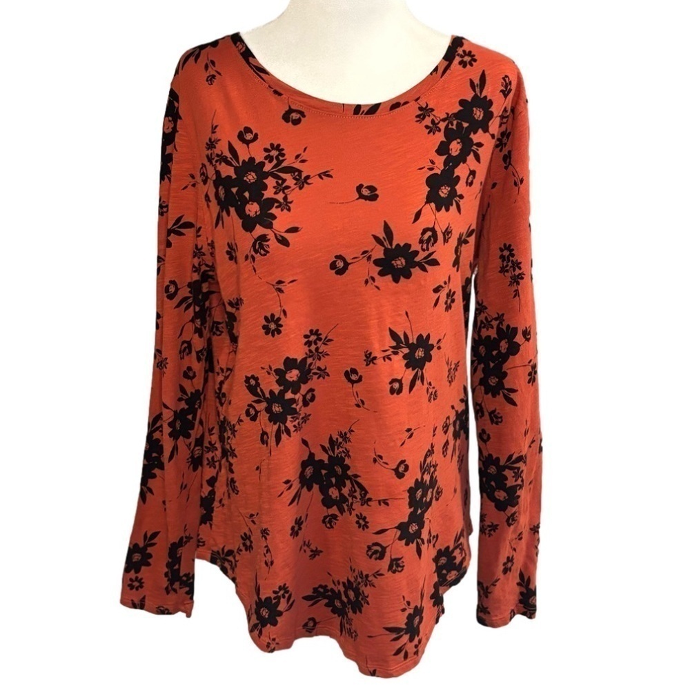 Joe Fresh Orange Floral Shirt - Size Large - Picture 2 of 6